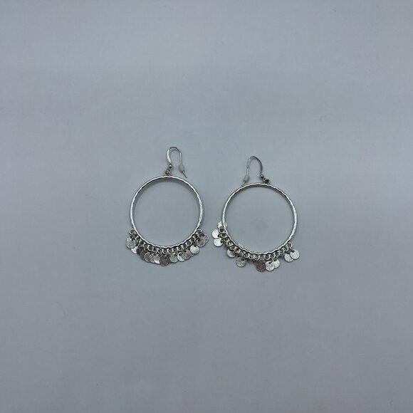 NWT Silver Hoops with Dangle Fringe Earrings - Picture 3 of 6